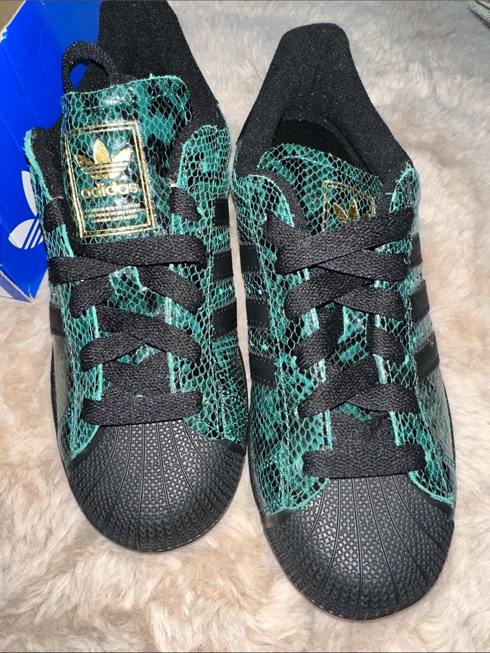 adidas Kids Black & Green Snake-Print Sneakers